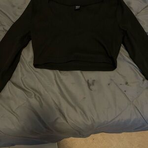 SHEIN Black Fitted Crop Bodysuit